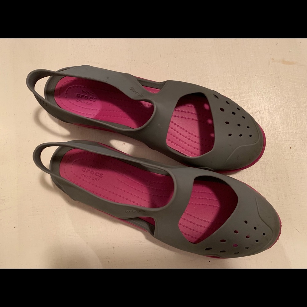 Pink and grey CROCS sandals